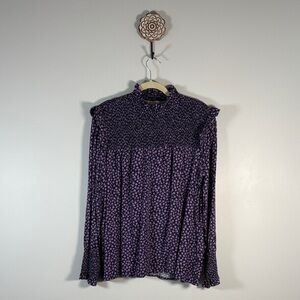 Barbour Purple and Black Floral Patterned Blouse